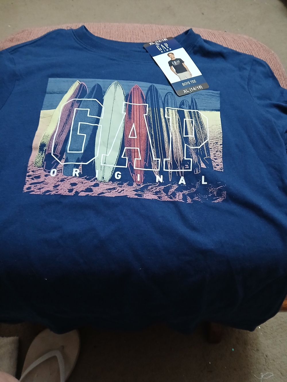 GAP Navy Short-Sleeve Tee with Multicolor Surfboard Graphic